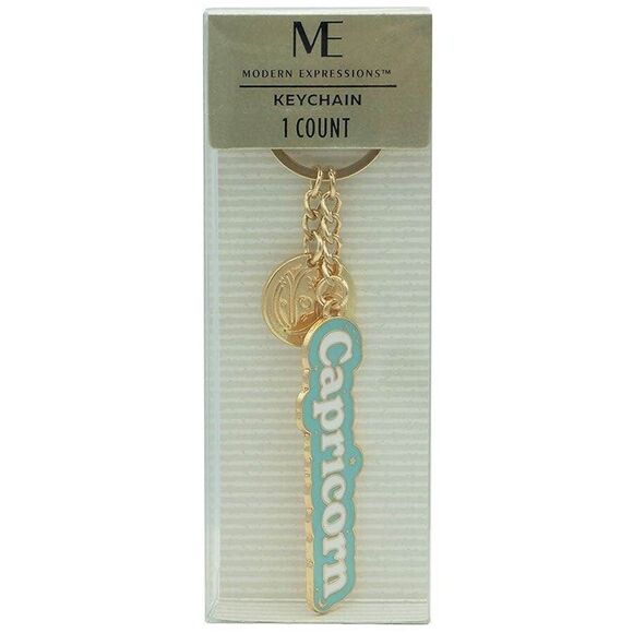 Modern Expressions Keychain "Capricorn" Aqua & Gold 1 Count Metal 738565 Zodiac - Picture 2 of 4